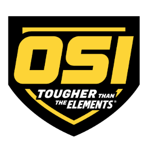 A black and yellow shield-shaped logo with the text OSI above the words Tougher Than The Elements.
